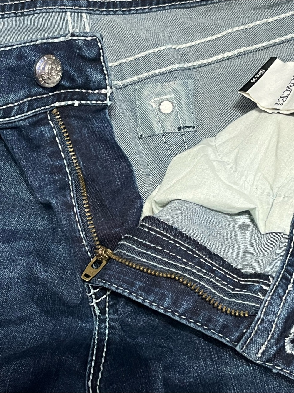 Grace in LA Dark Blue Sz 30 Bootcut Jeans with Embroidered Pocket Detail 32x32 - Picture 16 of 16